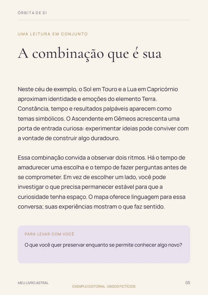 Página interna de exemplo, com texto e espaço para reflexão